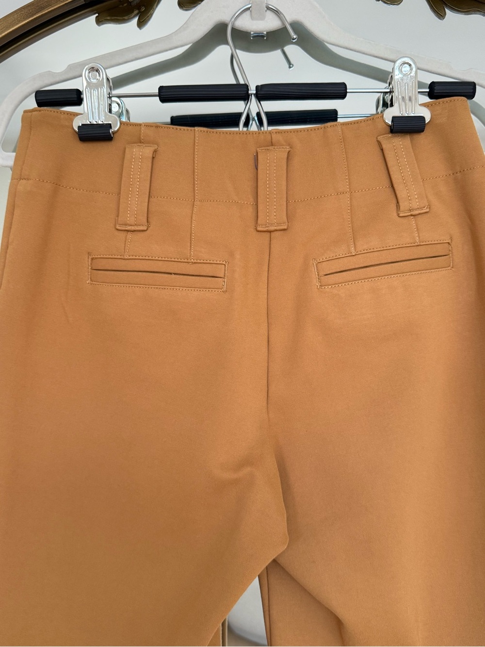 Anthropologie Maeve Naomi Ponte Wide-Leg Flare Pants Camel 2P Hemmed - Picture 4 of 6